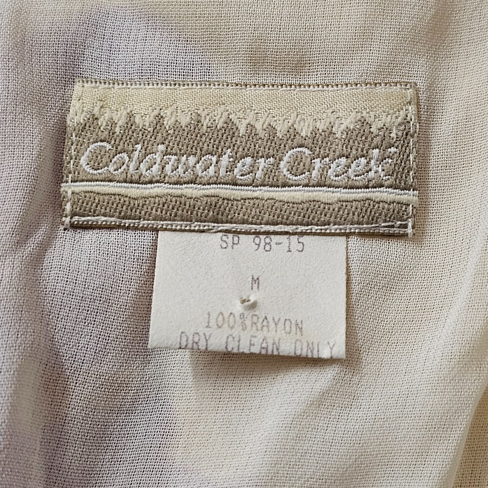 Vintage Coldwater Creek Floral Maxi Dress Size Medium Cream 90s Short Sleeve EUC - Picture 9 of 11